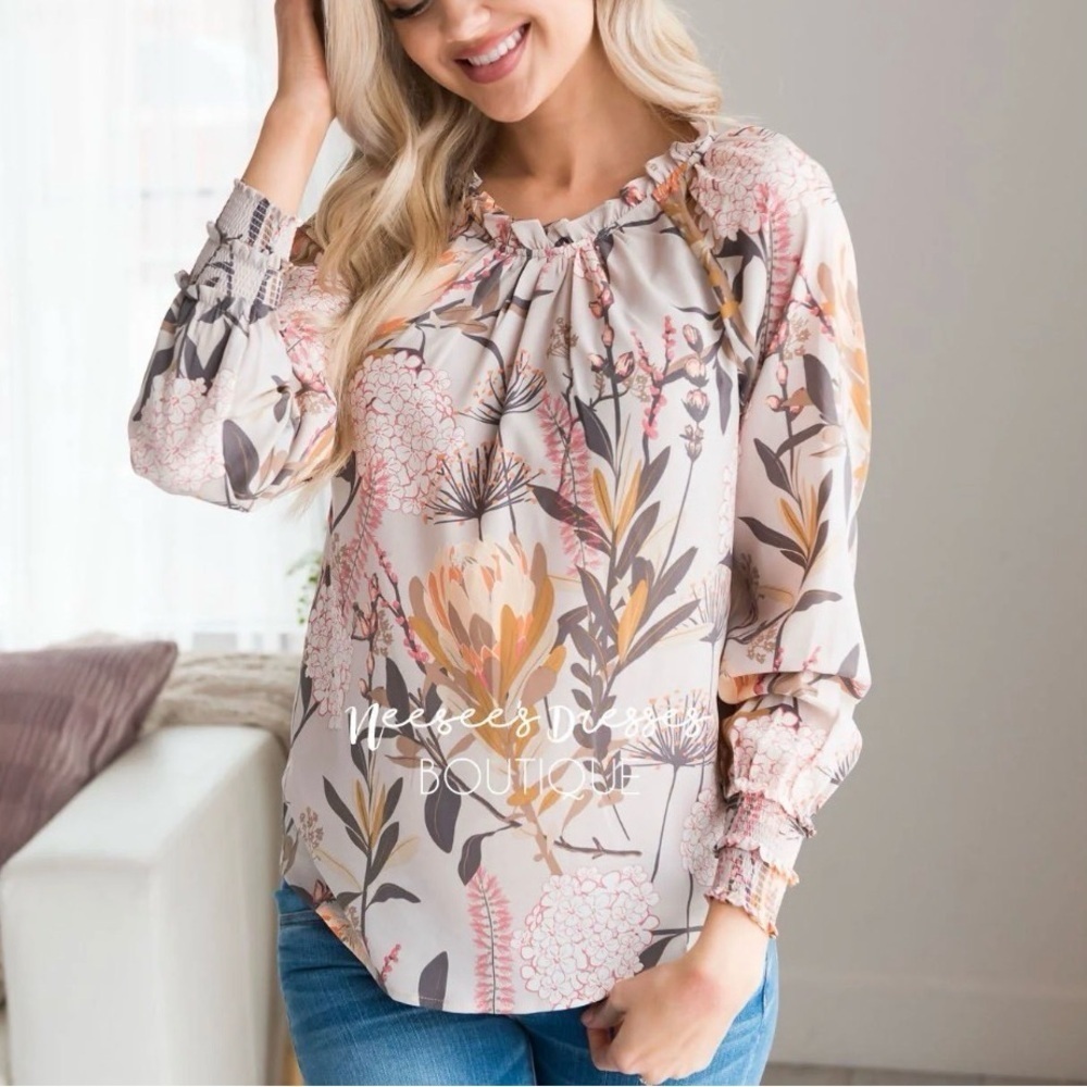 Downeast Anthropologie Floral Ruffle Blouse Women’s Medium Cottagcore Feminine